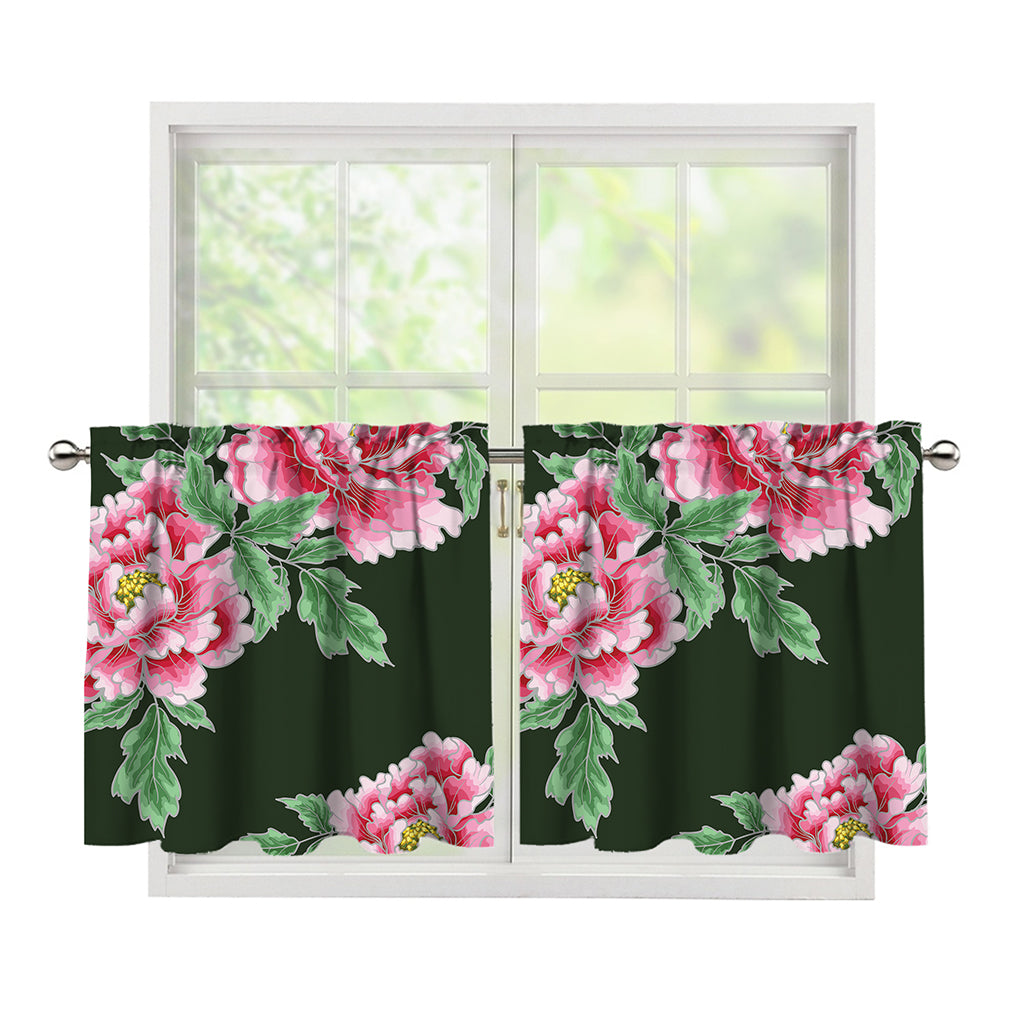 Japanese Peony Print Tier Curtains