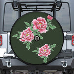 Japanese Peony Print Tire Cover With Camera Hole