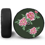 Japanese Peony Print Tire Cover With Camera Hole