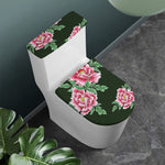 Japanese Peony Print Toilet Lid And Tank Cover Set