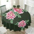 Japanese Peony Print Waterproof Round Tablecloth