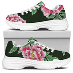 Japanese Peony Print White Chunky Shoes