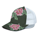 Japanese Peony Print White Mesh Trucker Cap