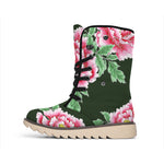 Japanese Peony Print Winter Boots