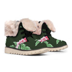Japanese Peony Print Winter Boots