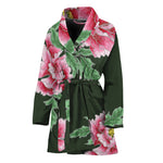 Japanese Peony Print Women's Bathrobe