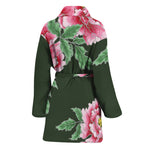 Japanese Peony Print Women's Bathrobe