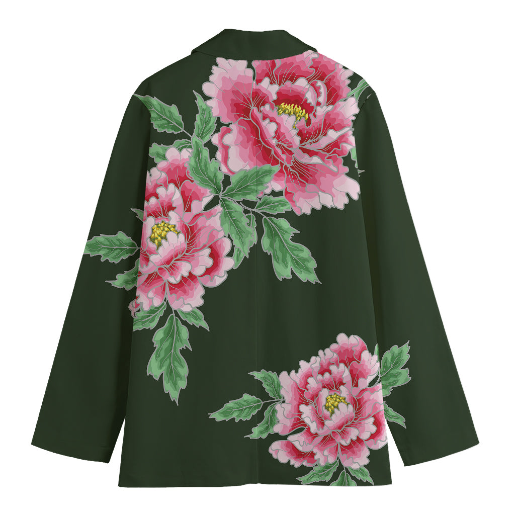 Japanese Peony Print Women's Blazer