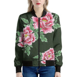 Japanese Peony Print Women's Bomber Jacket