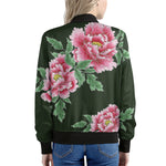 Japanese Peony Print Women's Bomber Jacket