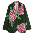Japanese Peony Print Women's Cotton Blazer
