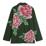 Japanese Peony Print Women's Cotton Blazer