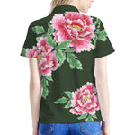 Japanese Peony Print Women's Polo Shirt
