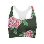 Japanese Peony Print Women's Sports Bra