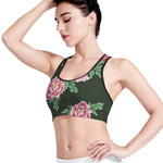 Japanese Peony Print Women's Sports Bra