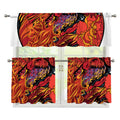 Japanese Phoenix Print 3 Piece Kitchen Curtains