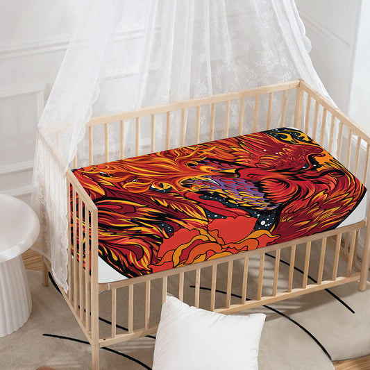 Japanese Phoenix Print Baby Crib Sheet