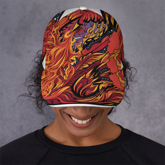 Japanese Phoenix Print Baseball Cap