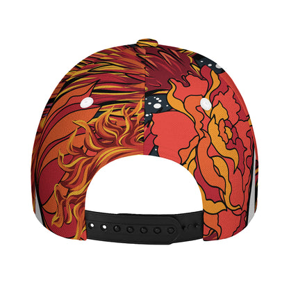 Japanese Phoenix Print Baseball Cap