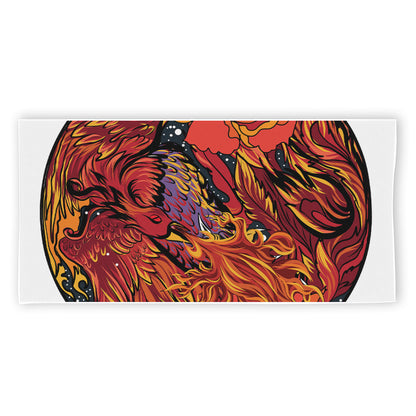 Japanese Phoenix Print Beach Towel