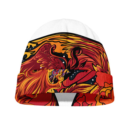 Japanese Phoenix Print Beanie