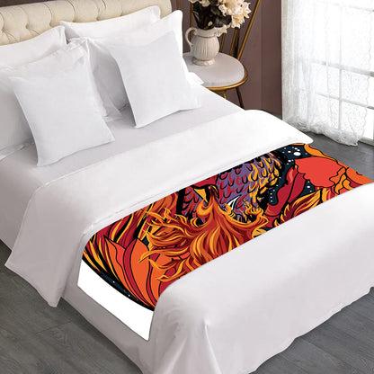 Japanese Phoenix Print Bed Runner