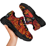 Japanese Phoenix Print Black Chunky Shoes