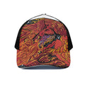 Japanese Phoenix Print Black Mesh Trucker Hat