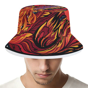 Japanese Phoenix Print Bucket Hat