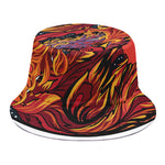 Japanese Phoenix Print Bucket Hat