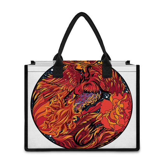 Japanese Phoenix Print Canvas Tote Bag