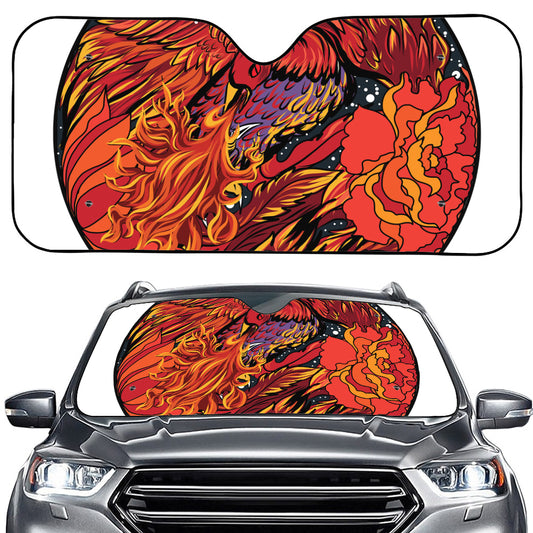 Japanese Phoenix Print Car Windshield Sun Shade