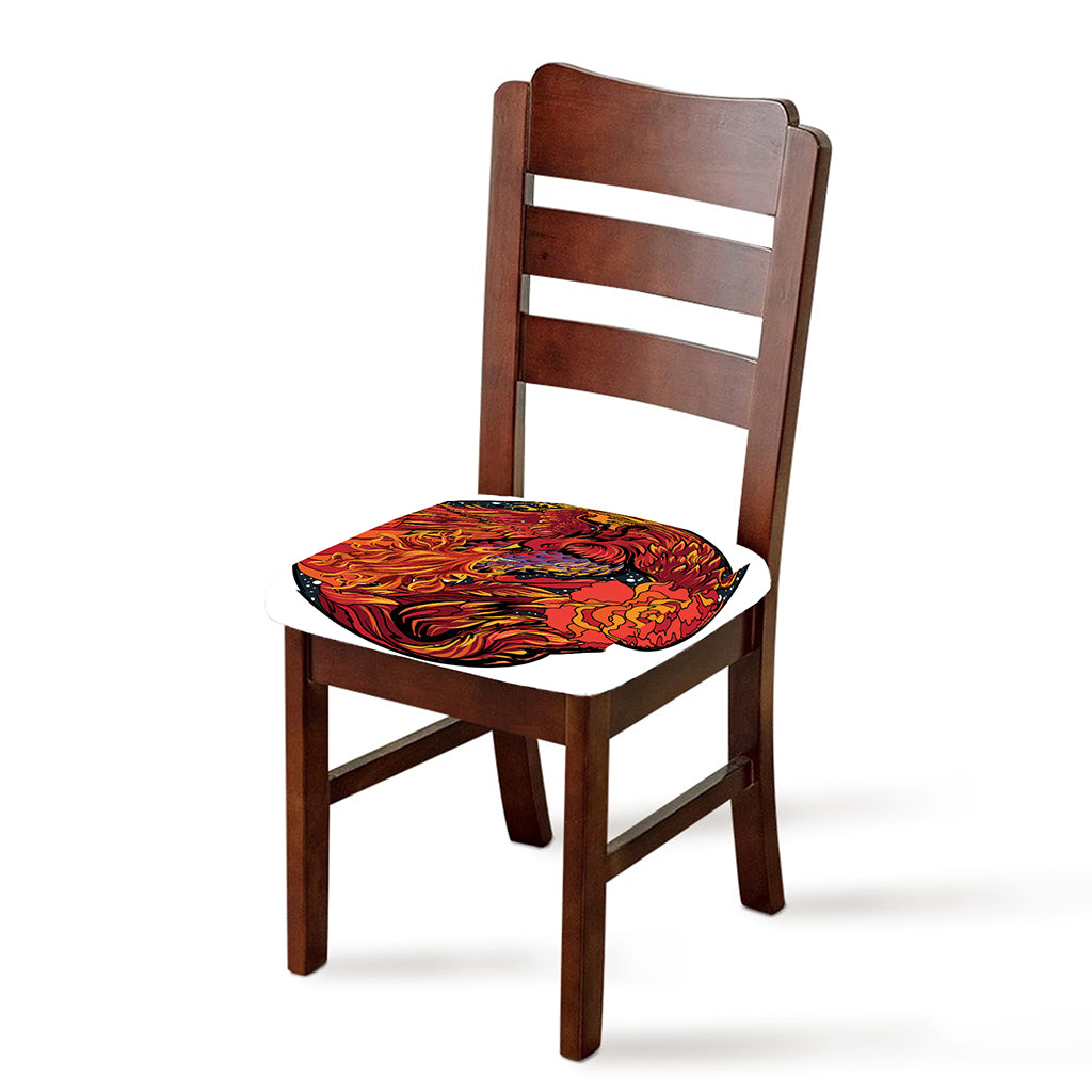 Japanese Phoenix Print Chair Cushion Cover