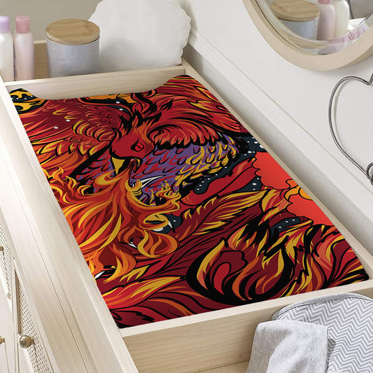 Japanese Phoenix Print Changing Pad Cover