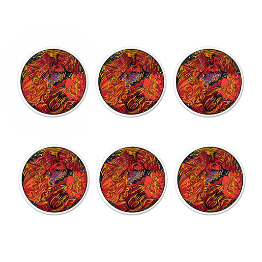 Japanese Phoenix Print Coaster Set