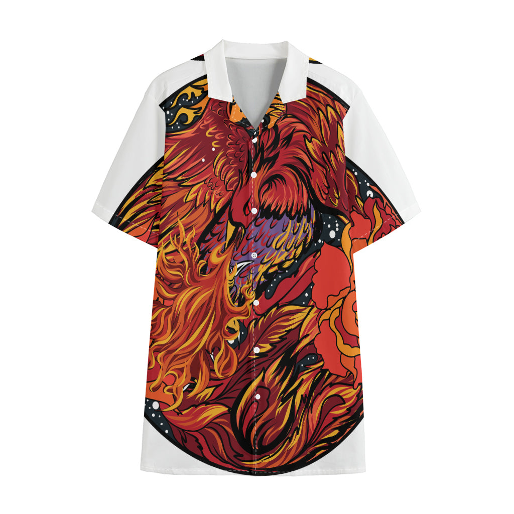 Japanese Phoenix Print Cotton Hawaiian Shirt