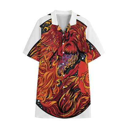 Japanese Phoenix Print Cotton Hawaiian Shirt