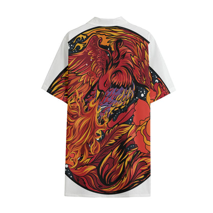 Japanese Phoenix Print Cotton Hawaiian Shirt