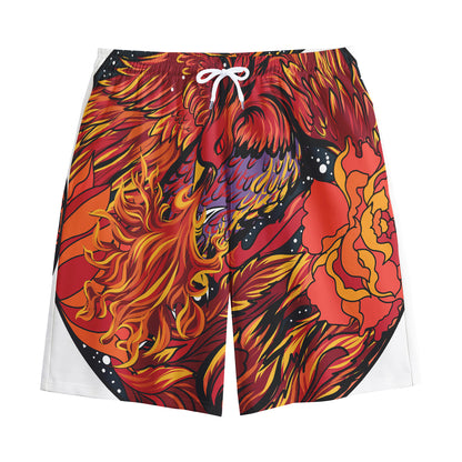 Japanese Phoenix Print Cotton Shorts