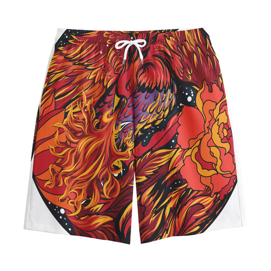 Japanese Phoenix Print Cotton Shorts