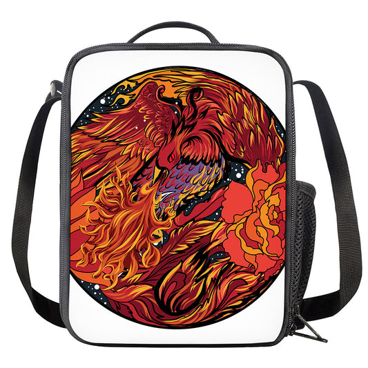 Japanese Phoenix Print Crossbody Lunch Bag
