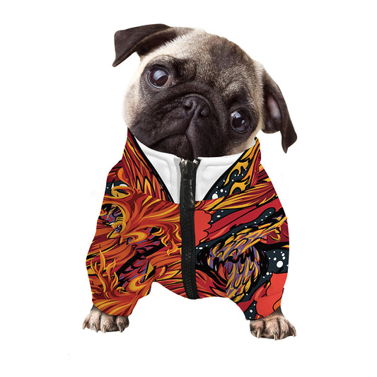 Japanese Phoenix Print Dog Zip Up Jacket