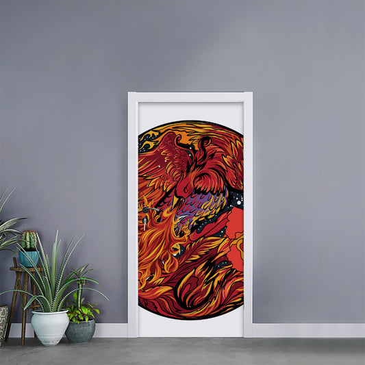 Japanese Phoenix Print Door Sticker