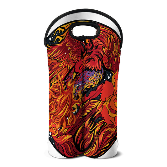 Japanese Phoenix Print Double Neoprene Wine Tote