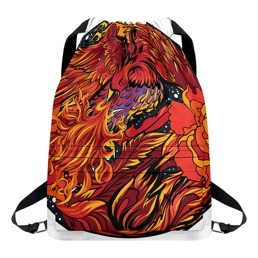 Japanese Phoenix Print Drawstring Backpack