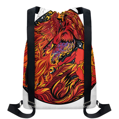 Japanese Phoenix Print Drawstring Backpack