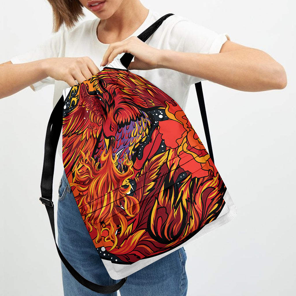 Japanese Phoenix Print Drawstring Backpack