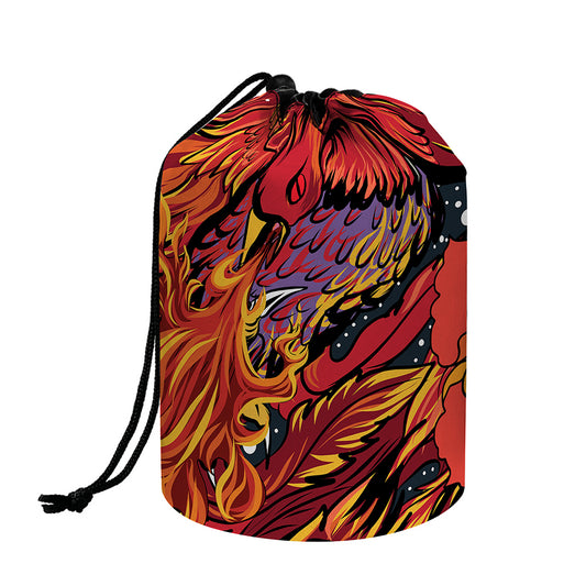 Japanese Phoenix Print Drawstring Makeup Bag