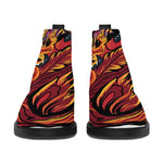 Japanese Phoenix Print Flat Ankle Boots