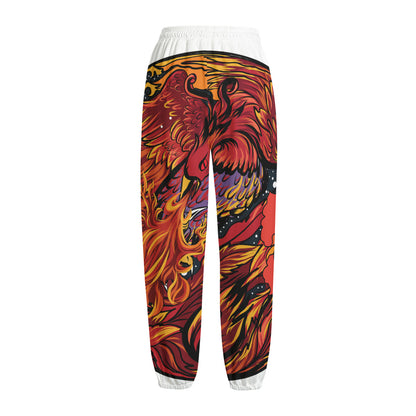 Japanese Phoenix Print Fleece Lined Knit Pants
